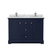 Custom image for Dark Blue with Polished Chrome Trim / White Carrara Marble / No Mirror