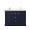 Custom image for Dark Blue with Brushed Gold Trim / Carrara Cultured Marble / No Mirror