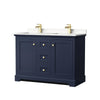 Custom image for Dark Blue with Brushed Gold Trim / Carrara Cultured Marble / No Mirror