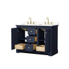 Custom image for Dark Blue with Brushed Gold Trim / Carrara Cultured Marble / No Mirror