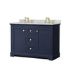 Custom image for Dark Blue with Brushed Gold Trim / White Carrara Marble / No Mirror