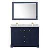 Custom image for Dark Blue with Brushed Gold Trim / White Carrara Marble / 46