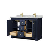 Custom image for Dark Blue with Brushed Gold Trim / White Carrara Marble / No Mirror