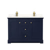 Custom image for Dark Blue with Brushed Gold Trim / White Quartz / No Mirror
