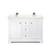 Custom image for White with Brushed Gold Trim / Carrara Cultured Marble / No Mirror