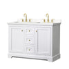 Custom image for White with Brushed Gold Trim / Carrara Cultured Marble / No Mirror