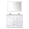 Custom image for White with Brushed Gold Trim / White Carrara Marble / 46