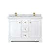 Custom image for White with Brushed Gold Trim / White Carrara Marble / No Mirror