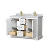 Custom image for White with Brushed Gold Trim / White Carrara Marble / No Mirror