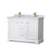 Custom image for White with Brushed Gold Trim / White Carrara Marble / No Mirror