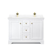 Custom image for White with Brushed Gold Trim / White Cultured Marble / No Mirror