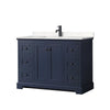 Custom image for Dark Blue with Matte Black Trim / Carrara Cultured Marble / No Mirror