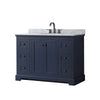 Custom image for Dark Blue with Matte Black Trim / White Carrara Marble / No Mirror