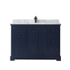 Custom image for Dark Blue with Matte Black Trim / White Carrara Marble / No Mirror