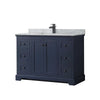 Custom image for Dark Blue with Matte Black Trim / White Carrara Marble / No Mirror