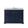 Custom image for Dark Blue with Polished Chrome Trim / White Carrara Marble / No Mirror