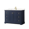 Custom image for Dark Blue with Brushed Gold Trim / Carrara Cultured Marble / No Mirror