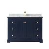 Custom image for Dark Blue with Brushed Gold Trim / White Carrara Marble / No Mirror