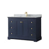 Custom image for Dark Blue with Brushed Gold Trim / White Carrara Marble / No Mirror