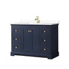 Custom image for Dark Blue with Brushed Gold Trim / White Cultured Marble / No Mirror