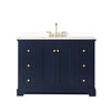 Custom image for Dark Blue with Brushed Gold Trim / White Quartz / No Mirror