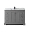 Custom image for Dark Gray with Matte Black Trim / White Carrara Marble / No Mirror
