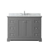 Custom image for Dark Gray with Polished Chrome Trim / White Carrara Marble / No Mirror