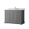 Custom image for Dark Gray with Polished Chrome Trim / White Carrara Marble / No Mirror