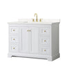 Custom image for White with Brushed Gold Trim / Carrara Cultured Marble / No Mirror