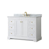Custom image for White with Brushed Gold Trim / White Carrara Marble / No Mirror