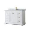 Custom image for White with Brushed Gold Trim / White Carrara Marble / No Mirror