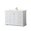 Custom image for White with Brushed Gold Trim / White Cultured Marble / No Mirror