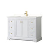 Custom image for White with Brushed Gold Trim / White Quartz / No Mirror