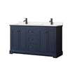 Custom image for Dark Blue with Matte Black Trim / Carrara Cultured Marble / No Mirror