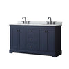 Custom image for Dark Blue with Matte Black Trim / White Carrara Marble / No Mirror