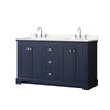 Custom image for Dark Blue with Polished Chrome Trim / Carrara Cultured Marble / No Mirror
