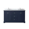 Custom image for Dark Blue with Polished Chrome Trim / White Carrara Marble / No Mirror