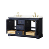 Custom image for Dark Blue with Brushed Gold Trim / Carrara Cultured Marble / No Mirror