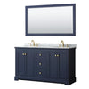 Custom image for Dark Blue with Brushed Gold Trim / White Carrara Marble / 58