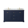 Custom image for Dark Blue with Brushed Gold Trim / White Carrara Marble / No Mirror