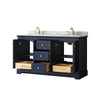 Custom image for Dark Blue with Brushed Gold Trim / White Carrara Marble / No Mirror