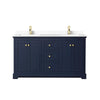 Custom image for Dark Blue with Brushed Gold Trim / White Cultured Marble / No Mirror