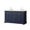 Custom image for Dark Blue with Brushed Gold Trim / White Cultured Marble / No Mirror