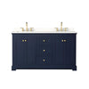 Custom image for Dark Blue with Brushed Gold Trim / White Quartz / No Mirror