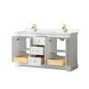 Custom image for White with Brushed Gold Trim / Carrara Cultured Marble / No Mirror