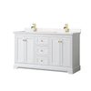 Custom image for White with Brushed Gold Trim / Carrara Cultured Marble / No Mirror