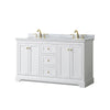 Custom image for White with Brushed Gold Trim / White Carrara Marble / No Mirror