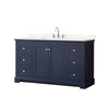 Custom image for Dark Blue with Polished Chrome Trim / Carrara Cultured Marble / No Mirror
