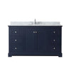 Custom image for Dark Blue with Polished Chrome Trim / White Carrara Marble / No Mirror
