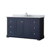 Custom image for Dark Blue with Polished Chrome Trim / White Carrara Marble / No Mirror